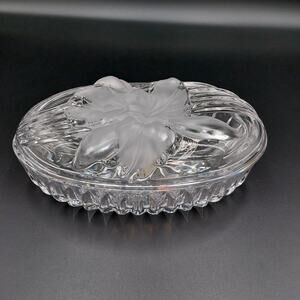 Crystal Trinket Dish w-Lid Studio Nova "Golden Orchid" by Mikasa Floral Design